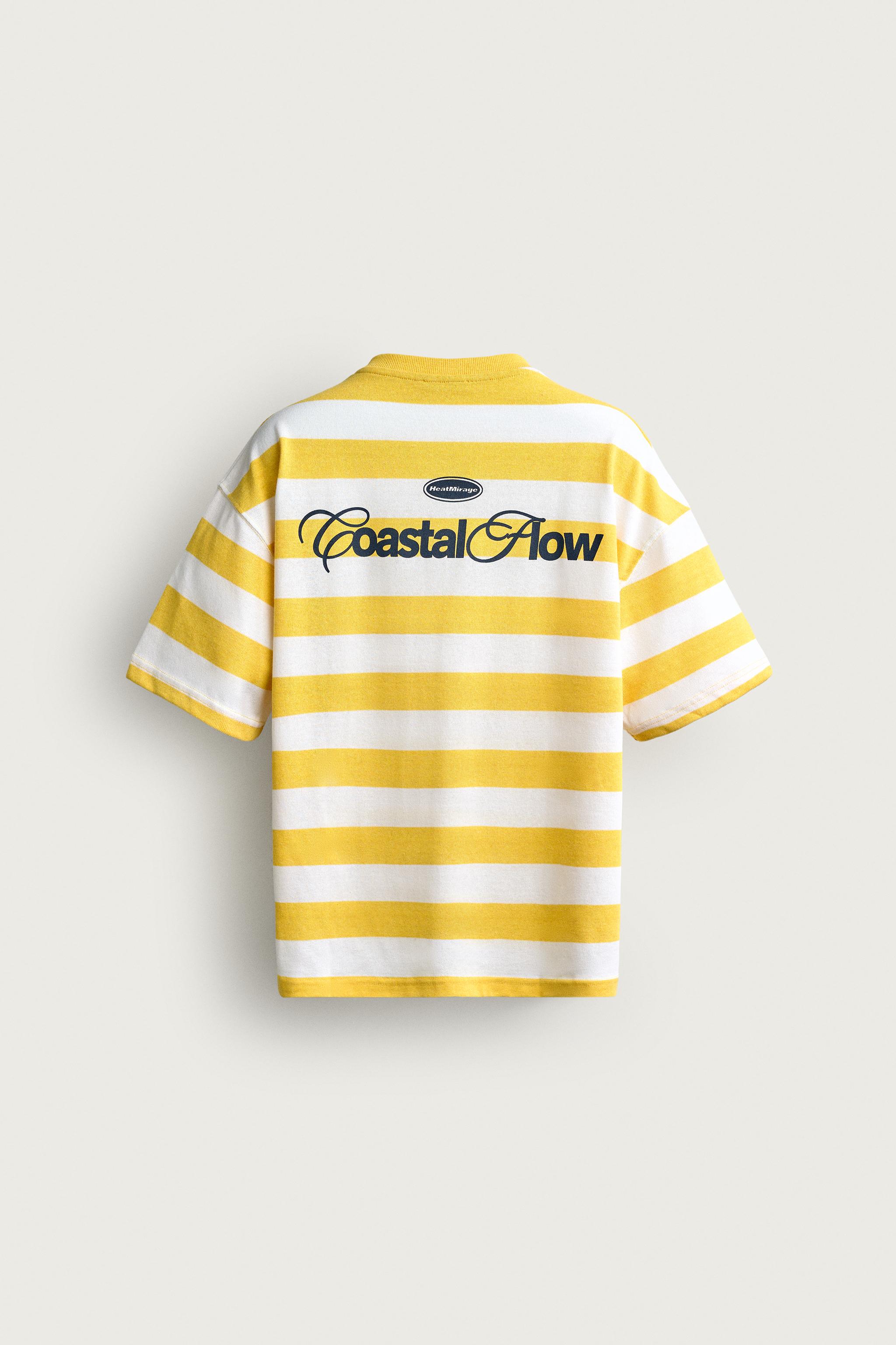 RELAXED FIT STRIPED TEXT T-SHIRT